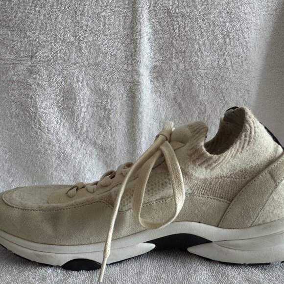 CHANEL WOMEN’S CC LOW-TOP SNEAKERS SUEDE AND KNIT FABRIC 42 - Picture 6 of 13